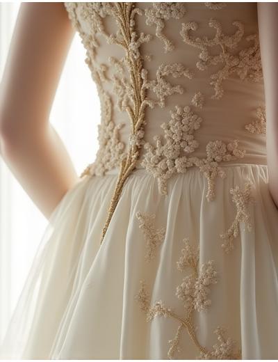 섬세한 한국적 모티프가 수놓아진 웨딩드레스