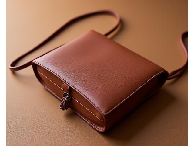 우아한 디자인에 한국 전통 매듭 장식이 더해진 럭셔리 가죽 핸드백 클로즈업